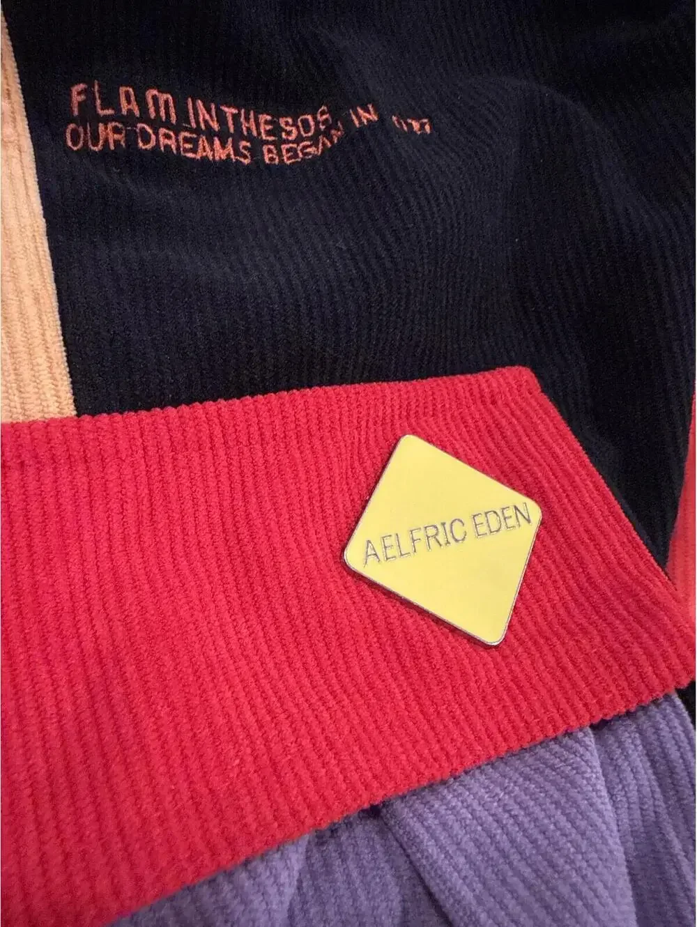 Colorblock Corduroy Pants with Cargo Pockets